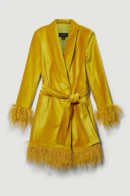 New 🌟 Karen Millen Velvet Sleeved Belted Mini Tux 👗 Dress - lime ⭐ 6 New 🌟 Karen Millen Velvet Sleeved Belted Mini Tux 👗 Dress - lime ⭐ - Image 4