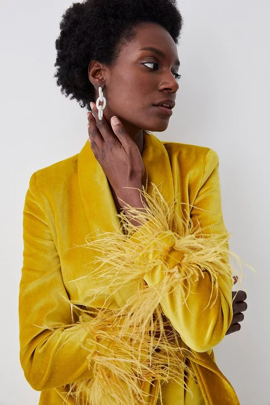 New 🌟 Karen Millen Velvet Sleeved Belted Mini Tux 👗 Dress - lime ⭐ 7 New 🌟 Karen Millen Velvet Sleeved Belted Mini Tux 👗 Dress - lime ⭐ - Image 5