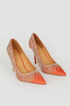Hot Sale 💯 Karen Millen Satin Diamante Tassel Heel - orange ⌛ -Occasionwear Popular Store bkk07470 orange xl 4