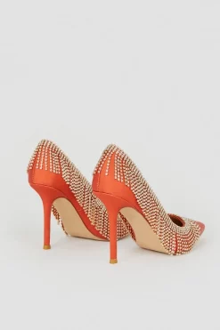 Hot Sale 💯 Karen Millen Satin Diamante Tassel Heel - orange ⌛ -Occasionwear Popular Store bkk07470 orange xl 5