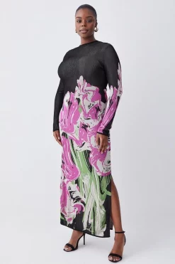 Flash Sale 👍 Karen Millen Plus Size Optical Jacquard Knitted Maxi Column 👗 Dress - multi 😀