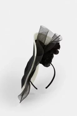 Outlet 🔥 Karen Millen Flower & Frill Detail Headband Fascinator - black 🎉 -Occasionwear Popular Store bkk07524 black xl 1