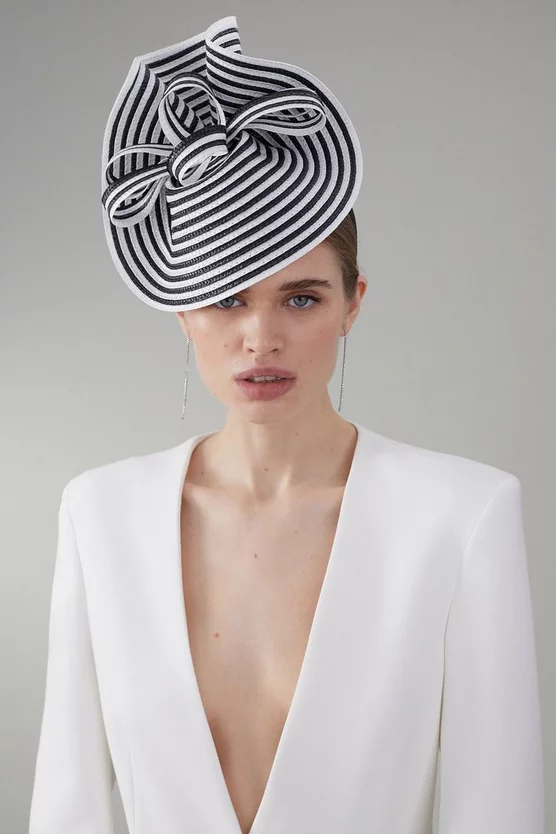 Discount 👍 Karen Millen Asymmetric Spiral Trim Fascinator - mono 🔥 3 Discount 👍 Karen Millen Asymmetric Spiral Trim Fascinator - mono 🔥