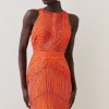 Budget ๐ Karen Millen Embellished Halter Fringed Mini ๐ Dress - orange ๐ 2 Budget ๐ Karen Millen Embellished Halter Fringed Mini ๐ Dress - orange ๐ -Occasionwear Popular Store bkk07528 orange xl