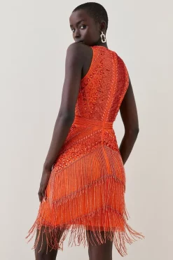 Outlet ๐คฉ Karen Millen Tall Embellished Halter Fringed Mini ๐ Dress - orange ๐ 11 Outlet ๐คฉ Karen Millen Tall Embellished Halter Fringed Mini ๐ Dress - orange ๐ -Occasionwear Popular Store bkk07529 orange xl 2