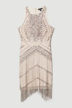 Cheap 🥰 Karen Millen Embellished Halter Fringed Mini 👗 Dress - blush 👍 11 Cheap 🥰 Karen Millen Embellished Halter Fringed Mini 👗 Dress - blush 👍 -Occasionwear Popular Store bkk07531 blush xl 3