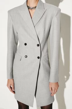 Brand new 🔥 Karen Millen Wool Blend Tailored Blazer Mini 👗 Dress - grey marl 😍 -Occasionwear Popular Store bkk07541 grey20marl xl 2