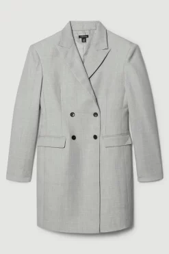 Brand new 🔥 Karen Millen Wool Blend Tailored Blazer Mini 👗 Dress - grey marl 😍 -Occasionwear Popular Store bkk07541 grey20marl xl 3