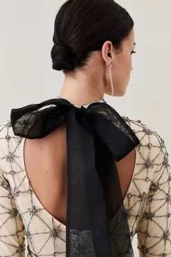 Deals 👏 Karen Millen Petite Lydia Millen Embellished Tie Detail Woven Mini 👗 Dress - ivory 😀 -Occasionwear Popular Store bkk07564 ivory xl 1