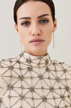 Deals 👏 Karen Millen Petite Lydia Millen Embellished Tie Detail Woven Mini 👗 Dress - ivory 😀 -Occasionwear Popular Store bkk07564 ivory xl 4