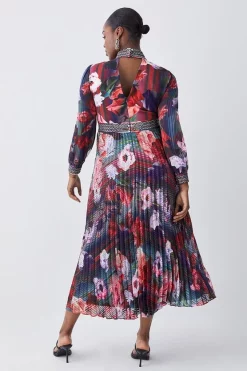 Top 10 😀 Karen Millen Plus Size Diamante Trim Floral Woven Maxi 👗 Dress ⭐ -Occasionwear Popular Store bkk07608 floral xl 2