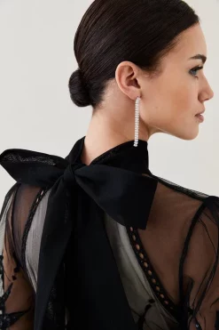 Cheapest 🛒 Karen Millen Lydia Millen Petite Floral Applique Mesh Woven Midi 👗 Dress - black 🔔 -Occasionwear Popular Store bkk07615 black xl 1