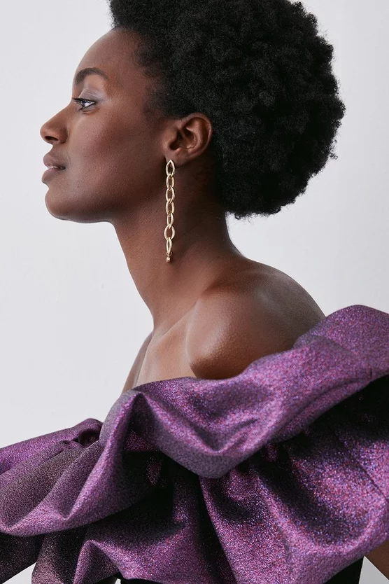 Budget ๐ Karen Millen Jacquard Contrast Ruffle Bardot Midi ๐ Dress - black ๐ 5 Budget ๐ Karen Millen Jacquard Contrast Ruffle Bardot Midi ๐ Dress - black ๐ - Image 3