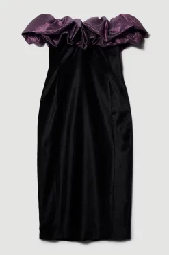 Budget ๐ Karen Millen Jacquard Contrast Ruffle Bardot Midi ๐ Dress - black ๐ 12 Budget ๐ Karen Millen Jacquard Contrast Ruffle Bardot Midi ๐ Dress - black ๐ -Occasionwear Popular Store bkk07623 black xl 3