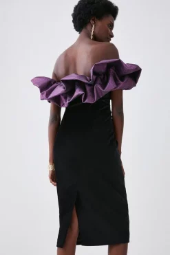 Budget ๐ Karen Millen Jacquard Contrast Ruffle Bardot Midi ๐ Dress - black ๐ 13 Budget ๐ Karen Millen Jacquard Contrast Ruffle Bardot Midi ๐ Dress - black ๐ -Occasionwear Popular Store bkk07623 black xl 4