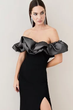 Top 10 🎉 Karen Millen Structured Crepe Jacquard Ruffle Bardot Maxi 👗 Dress - black 🔥 9 Top 10 🎉 Karen Millen Structured Crepe Jacquard Ruffle Bardot Maxi 👗 Dress - black 🔥 -Occasionwear Popular Store bkk07636 black xl 1