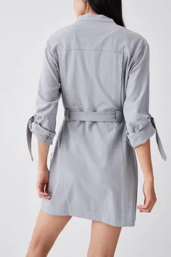 Cheapest ❤️ Karen Millen Pocket Detail Button Belted Mini 👗 Dress - grey 🎉 -Occasionwear Popular Store bkk07656 grey xl 5