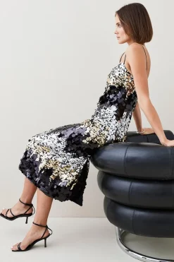 Wholesale 😀 Karen Millen Disc Sequin Strappy Woven Midi 👗 Dress - multi 😉 -Occasionwear Popular Store bkk07657 multi xl 4