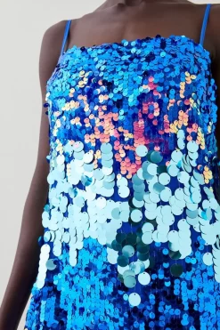 Best deal ✔️ Karen Millen Disc Sequin Strappy Woven Midi 👗 Dress - blue 🔔 -Occasionwear Popular Store bkk07658 blue xl 4