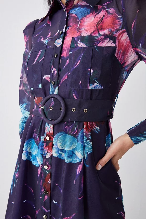 Wholesale 😀 Karen Millen Pressed Floral Organdie Woven Midi 👗 Dress 😉 5 Wholesale 😀 Karen Millen Pressed Floral Organdie Woven Midi 👗 Dress 😉 - Image 3