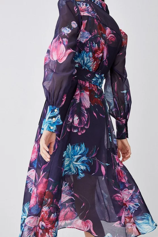 Wholesale 😀 Karen Millen Pressed Floral Organdie Woven Midi 👗 Dress 😉 8 Wholesale 😀 Karen Millen Pressed Floral Organdie Woven Midi 👗 Dress 😉 - Image 6
