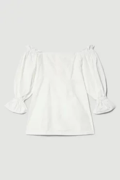 Best Pirce ✨ Karen Millen Taffeta Bardot Woven Mini 👗 Dress - ivory 🥰 -Occasionwear Popular Store bkk07676 ivory xl 3