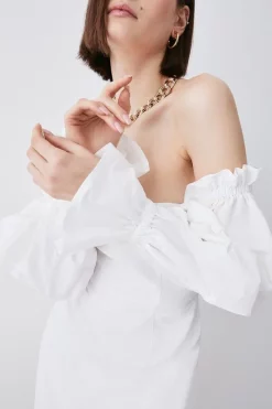 Best Pirce ✨ Karen Millen Taffeta Bardot Woven Mini 👗 Dress - ivory 🥰 -Occasionwear Popular Store bkk07676 ivory xl 4