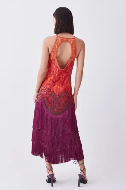 Budget 🤩 Karen Millen Petite Ombre Fringe Strappy Beaded Maxi 👗 Dress - orange ✔️ 11 Budget 🤩 Karen Millen Petite Ombre Fringe Strappy Beaded Maxi 👗 Dress - orange ✔️ -Occasionwear Popular Store bkk07680 orange xl 2