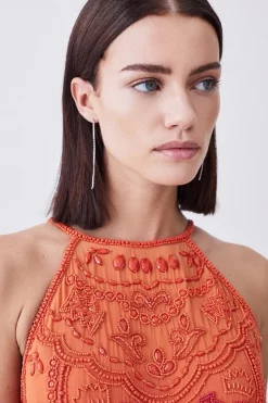 Budget 🤩 Karen Millen Petite Ombre Fringe Strappy Beaded Maxi 👗 Dress - orange ✔️ 13 Budget 🤩 Karen Millen Petite Ombre Fringe Strappy Beaded Maxi 👗 Dress - orange ✔️ -Occasionwear Popular Store bkk07680 orange xl 4