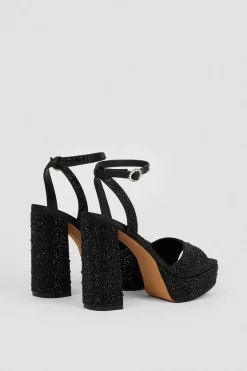Budget 🔥 Karen Millen Heatseal Detail Diamante Platform 🔥 -Occasionwear Popular Store bkk07700 black xl 3