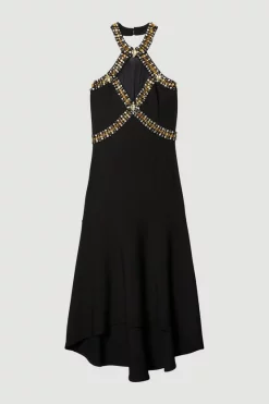 Top 10 ✔️ Karen Millen Embellished High Low Figure Form 👗 Dress - black 🥰 -Occasionwear Popular Store bkk07724 black xl 3
