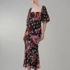 Promo 😀 Karen Millen Spot Floral Chiffon Square Neck Ruffle Maxi 👗 Dress - multi 🤩 -Occasionwear Popular Store bkk07738 multi xl