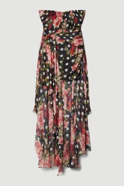 Flash Sale 🎁 Karen Millen Petite Spot Floral Chiffon Drama Hem Mini 👗 Dress - multi 🛒 -Occasionwear Popular Store bkk07741 multi xl 3