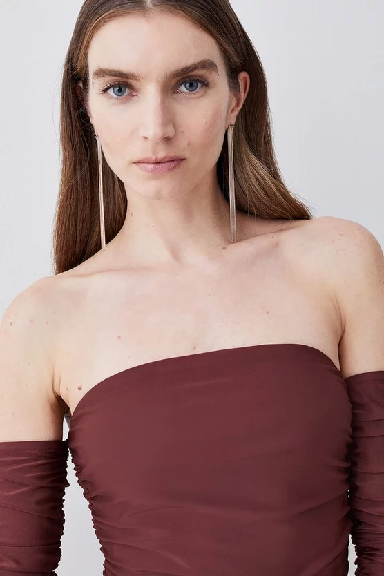 Promo 🎉 Karen Millen Tall Gathered Slinky Bardot Maxi 👗 Dress - chocolate 💯 4 Promo 🎉 Karen Millen Tall Gathered Slinky Bardot Maxi 👗 Dress - chocolate 💯 - Image 2