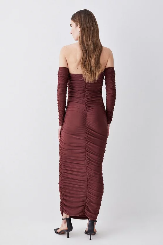 Promo 🎉 Karen Millen Tall Gathered Slinky Bardot Maxi 👗 Dress - chocolate 💯 5 Promo 🎉 Karen Millen Tall Gathered Slinky Bardot Maxi 👗 Dress - chocolate 💯 - Image 3