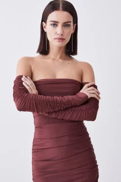 Top 10 🧨 Karen Millen Petite Gathered Slinky Bardot Maxi 👗 Dress - chocolate 🌟 -Occasionwear Popular Store bkk07745 chocolate xl 4
