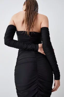Outlet ✔️ Karen Millen Gathered Slinky Bardot Maxi 👗 Dress 🧨 -Occasionwear Popular Store bkk07746 black xl 6