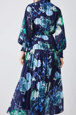 Flash Sale 🌟 Karen Millen Floral Shirred Detail Woven Maxi 👗 Dress - blue 🎁 14 Flash Sale 🌟 Karen Millen Floral Shirred Detail Woven Maxi 👗 Dress - blue 🎁 -Occasionwear Popular Store bkk07773 blue xl 5