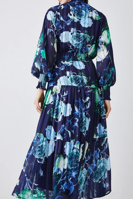 Flash Sale 🌟 Karen Millen Floral Shirred Detail Woven Maxi 👗 Dress - blue 🎁 8 Flash Sale 🌟 Karen Millen Floral Shirred Detail Woven Maxi 👗 Dress - blue 🎁 - Image 6