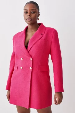 Top 10 🎉 Karen Millen Plus Size Boucle Double Breasted Long Sleeve Blazer Mini 👗 Dress - pink 🛒