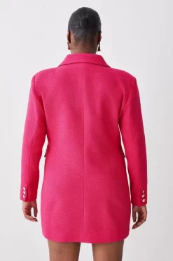 Top 10 🎉 Karen Millen Plus Size Boucle Double Breasted Long Sleeve Blazer Mini 👗 Dress - pink 🛒 -Occasionwear Popular Store bkk07785 pink xl 2