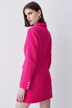 Discount ✔️ Karen Millen Boucle Double Breasted Long Sleeve Blazer Mini 👗 Dress - pink 🔥 -Occasionwear Popular Store bkk07786 pink xl 2