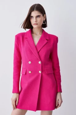 Discount ✔️ Karen Millen Boucle Double Breasted Long Sleeve Blazer Mini 👗 Dress - pink 🔥 -Occasionwear Popular Store bkk07786 pink xl 4