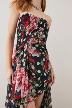 Best Sale 🥰 Karen Millen Spot Floral Chiffon Drama Hem Mini 👗 Dress - multi 👍 -Occasionwear Popular Store bkk07799 multi xl 5