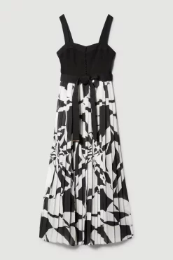 Best Sale ✨ Karen Millen Top Stitch Printed Satin Woven Midi 👗 Dress - mono 🧨 -Occasionwear Popular Store bkk07808 mono xl 3