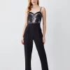 Discount 😉 Karen Millen Petite Lace Embroidered Woven Jumpsuit - mono 🔔 -Occasionwear Popular Store bkk07825 mono xl