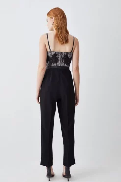 Discount 😉 Karen Millen Petite Lace Embroidered Woven Jumpsuit - mono 🔔 -Occasionwear Popular Store bkk07825 mono xl 2