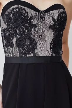 Discount 😉 Karen Millen Petite Lace Embroidered Woven Jumpsuit - mono 🔔 -Occasionwear Popular Store bkk07825 mono xl 4