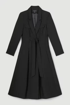 Cheapest 🎁 Karen Millen Compact Stretch Longline Evening 🧥 Coat - black 🛒 -Occasionwear Popular Store bkk07842 black xl 3
