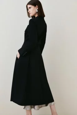 Cheapest 🎁 Karen Millen Compact Stretch Longline Evening 🧥 Coat - black 🛒 -Occasionwear Popular Store bkk07842 black xl 4